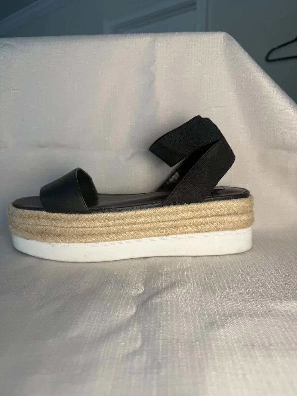 Steve Madden Kylee Black Espadrille Flatform Sandals Women's